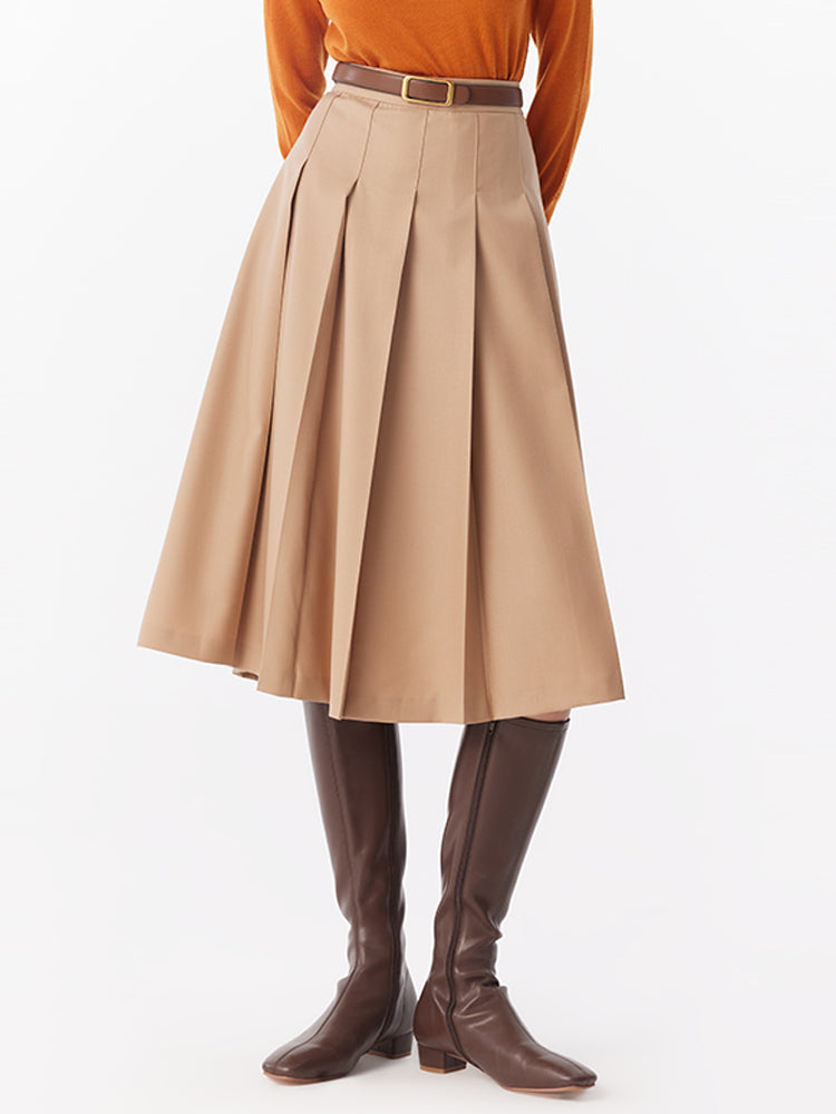 Worsted Woolen Pleated Skirt GOELIA