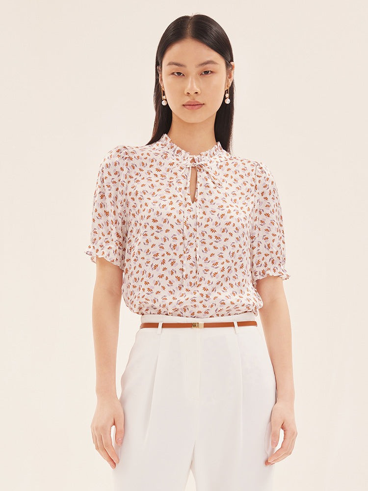 Ruffle Printed Woven Blouse GOELIA