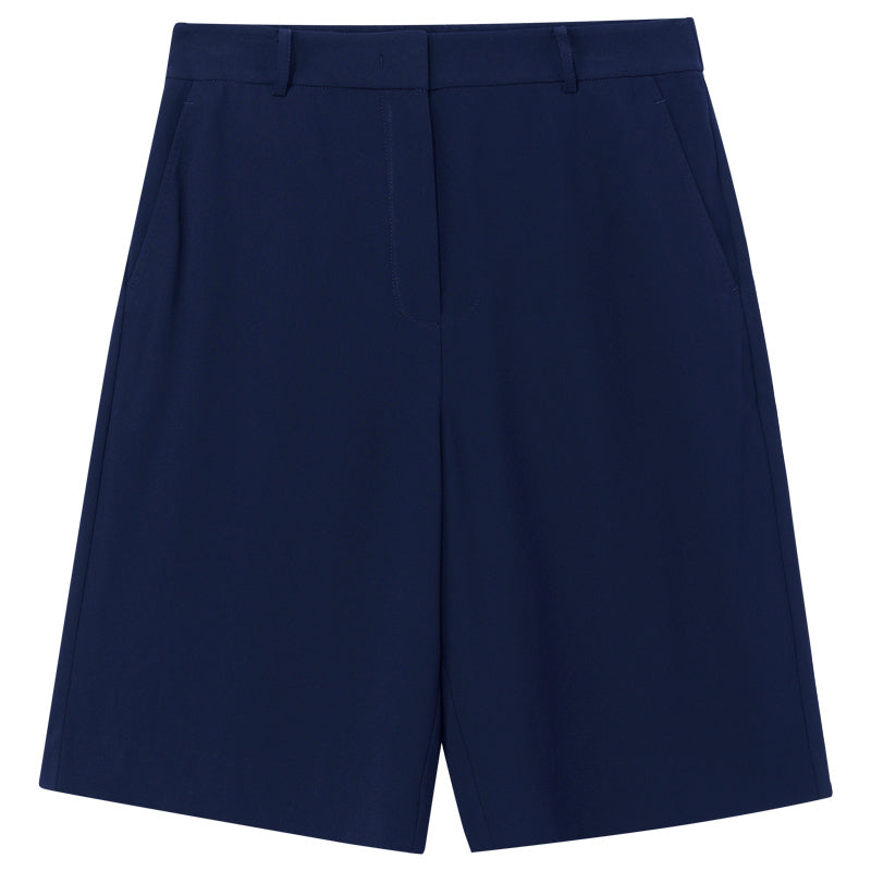 Navy Blue Acetate Shorts GOELIA