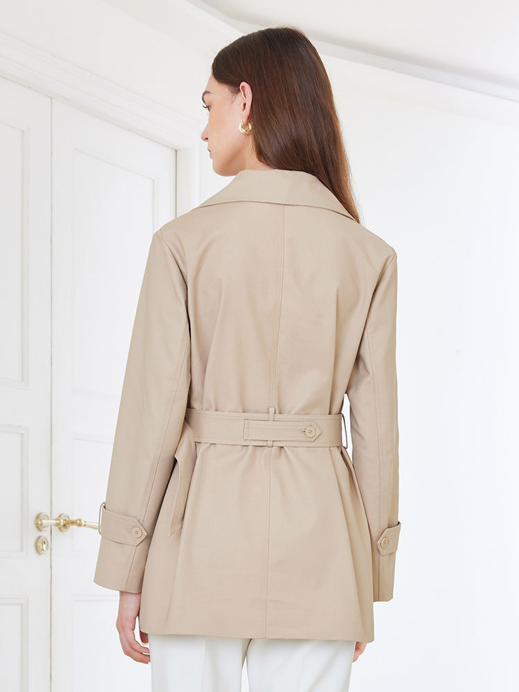 Crop Trench Coat With Belt GOELIA