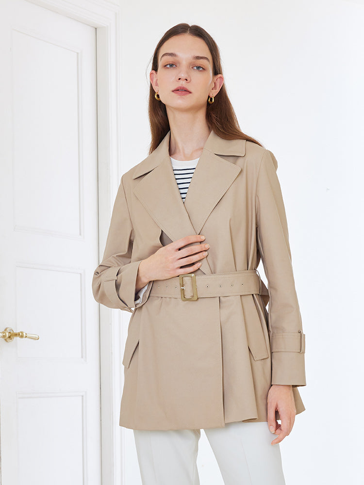 Crop Trench Coat With Belt GOELIA