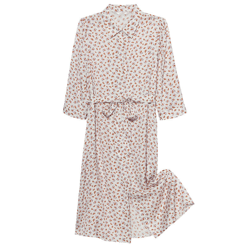 Floral Lace-Up Shirt Dress GOELIA