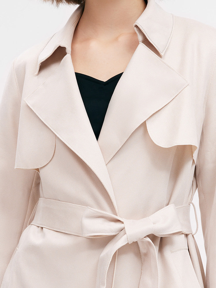 Beige Suedette Trench Coat GOELIA