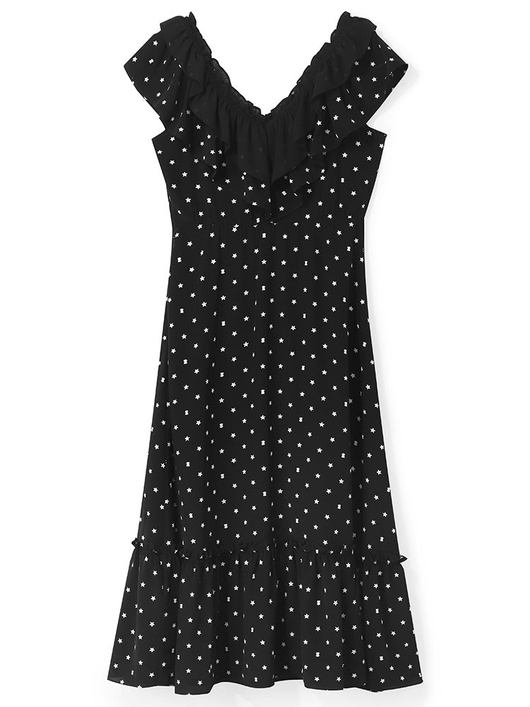 Black Magic Star Print Dress GOELIA