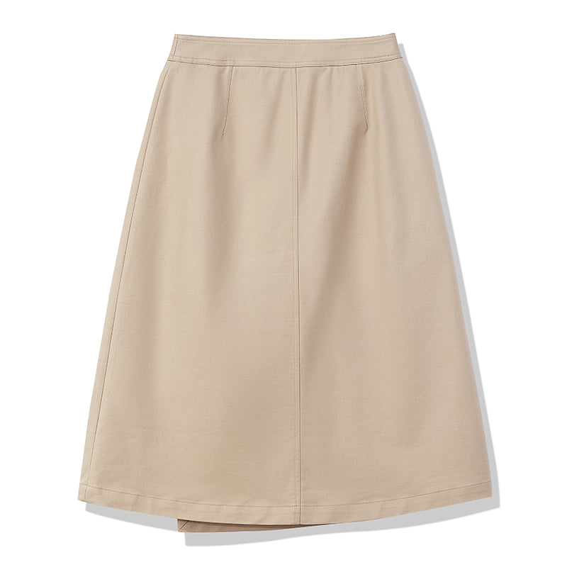 Light Khaki One-Buttom Double-Layer Skirt GOELIA