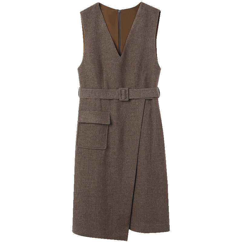 Washable Wool Sleeveless Jumper Dress GOELIA