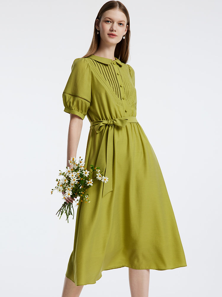 Green Acetate Waist-skimming Dress GOELIA